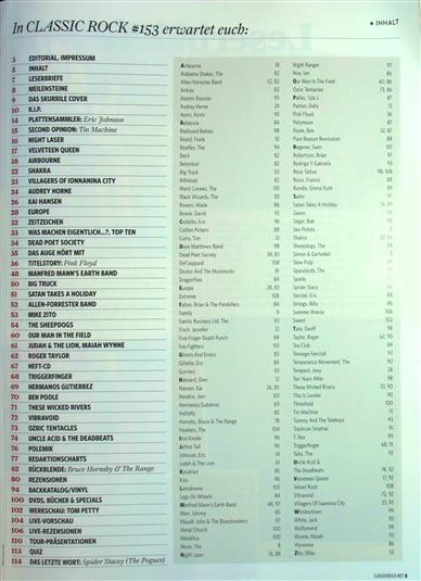 Classic Rock UK Inhaltsverzeichnis