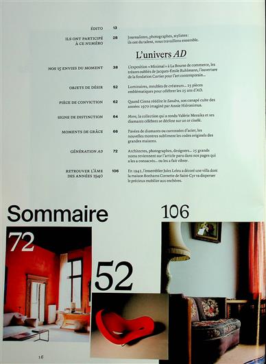 AD Architectural Digest France Inhaltsverzeichnis