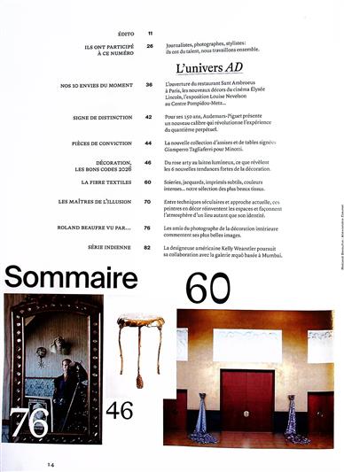 AD Architectural Digest France Inhaltsverzeichnis