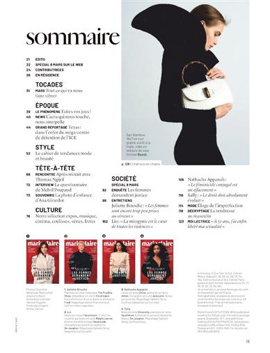 Marie Claire France Inhaltsverzeichnis