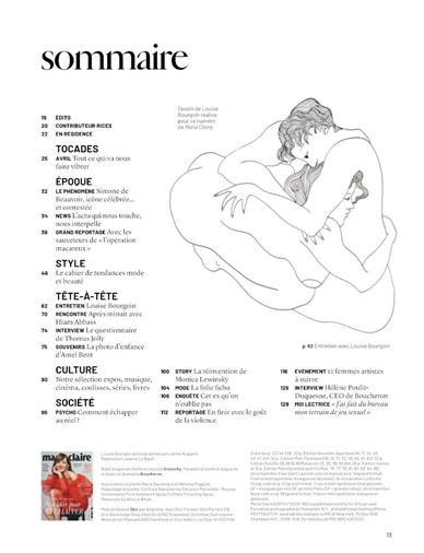 Marie Claire France Inhaltsverzeichnis