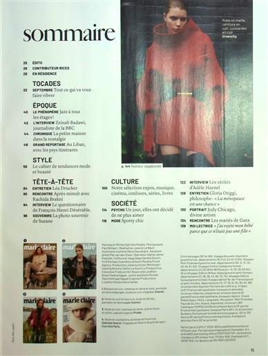 Marie Claire France Inhaltsverzeichnis
