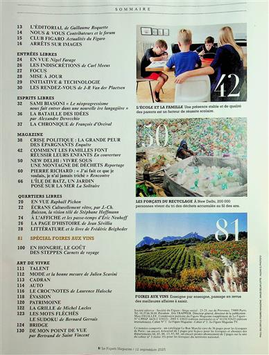 Le Figaro Magazine Inhaltsverzeichnis