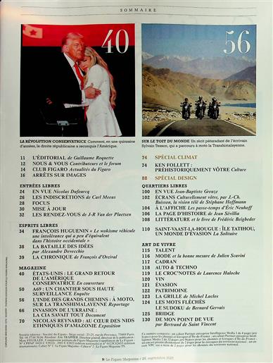 Le Figaro Magazine Inhaltsverzeichnis