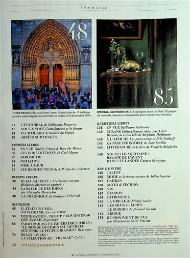 Le Figaro Magazine Inhaltsverzeichnis