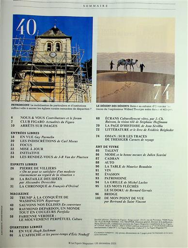 Le Figaro Magazine Inhaltsverzeichnis