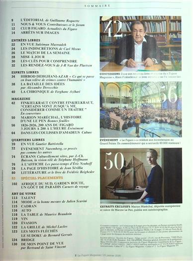 Le Figaro Magazine Inhaltsverzeichnis