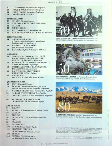 Le Figaro Magazine Inhaltsverzeichnis