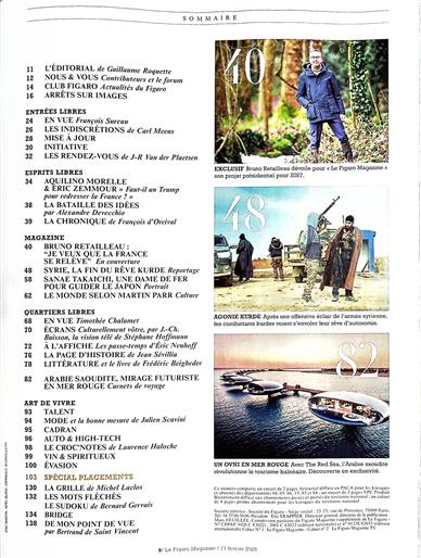 Le Figaro Magazine Inhaltsverzeichnis