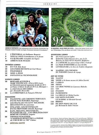 Le Figaro Magazine Inhaltsverzeichnis