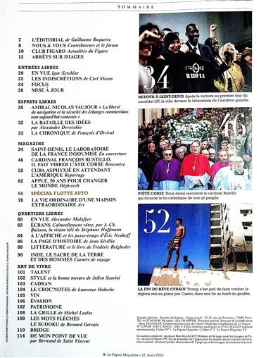 Le Figaro Magazine Inhaltsverzeichnis