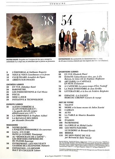 Le Figaro Magazine Inhaltsverzeichnis