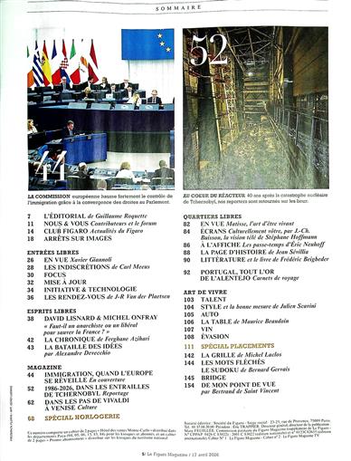 Le Figaro Magazine Inhaltsverzeichnis