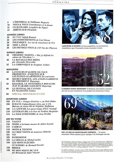 Le Figaro Magazine Inhaltsverzeichnis