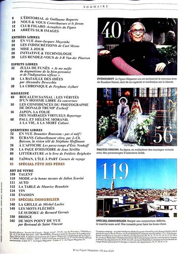 Le Figaro Magazine Inhaltsverzeichnis
