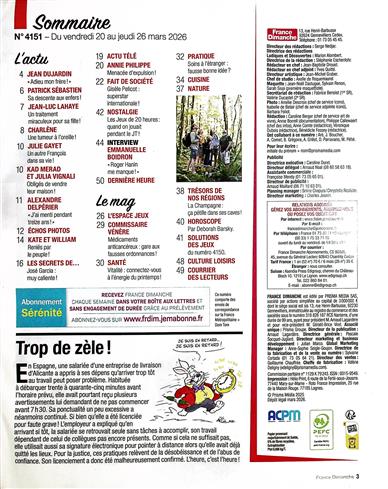 France Dimanche Inhaltsverzeichnis