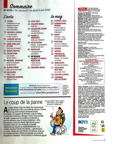 France Dimanche Inhaltsverzeichnis