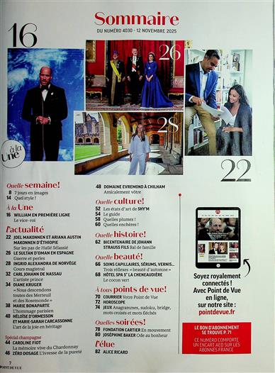 Point de Vue Inhaltsverzeichnis