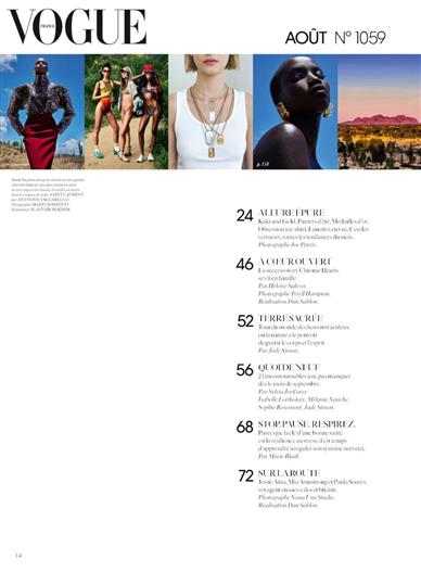 Vogue Paris Inhaltsverzeichnis