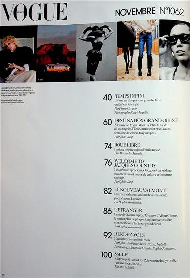 Vogue Paris Inhaltsverzeichnis