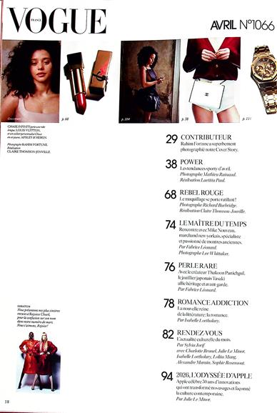 Vogue Paris Inhaltsverzeichnis