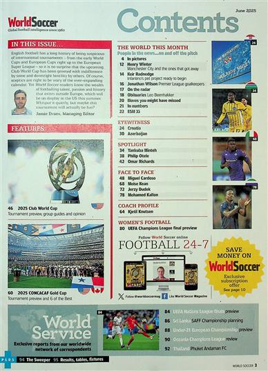 World Soccer Inhaltsverzeichnis