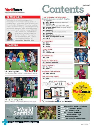 World Soccer Inhaltsverzeichnis