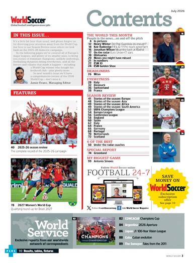 World Soccer Inhaltsverzeichnis