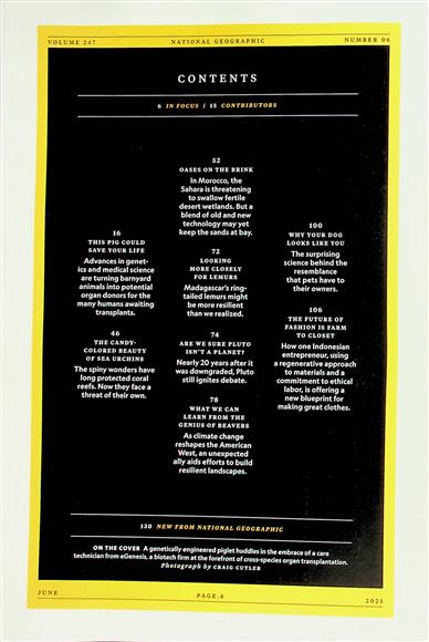 National Geographic US Inhaltsverzeichnis
