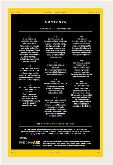 National Geographic US Inhaltsverzeichnis