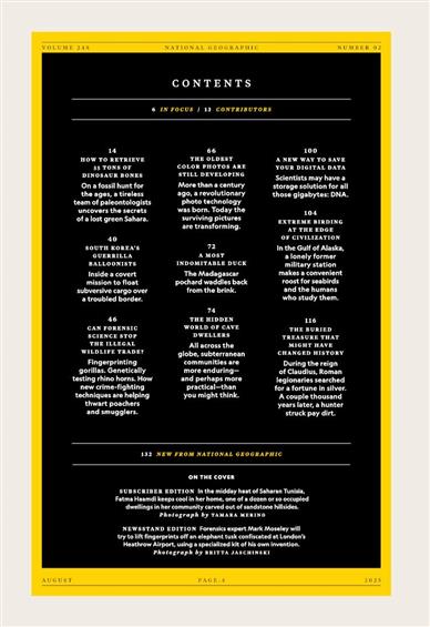National Geographic US Inhaltsverzeichnis