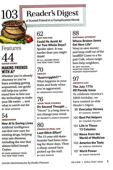 Reader's Digest (US) Inhaltsverzeichnis