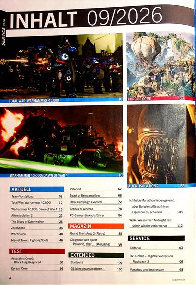 PC Games Magazin Inhaltsverzeichnis