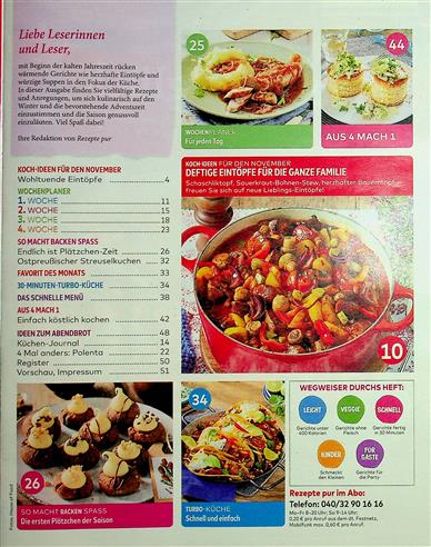 REZEPTE pur Inhaltsverzeichnis