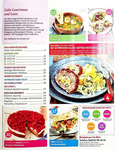 REZEPTE pur Inhaltsverzeichnis