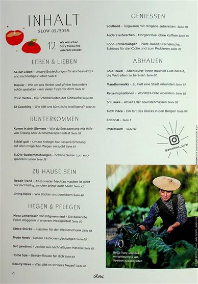 Slow Food Magazin Inhaltsverzeichnis