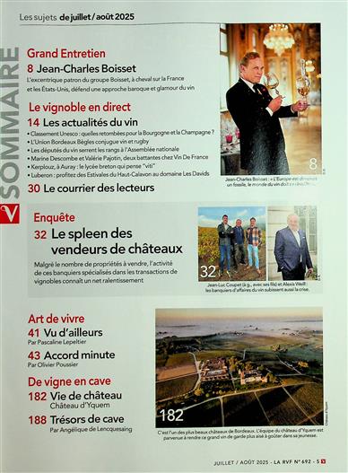 Revue du Vin de France Inhaltsverzeichnis