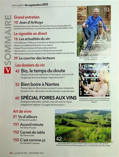 Revue du Vin de France Inhaltsverzeichnis