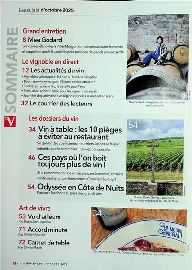 Revue du Vin de France Inhaltsverzeichnis