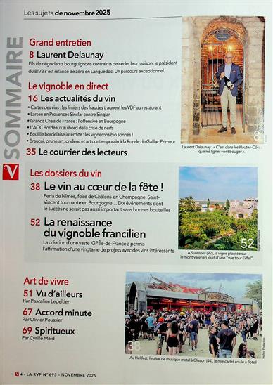Revue du Vin de France Inhaltsverzeichnis