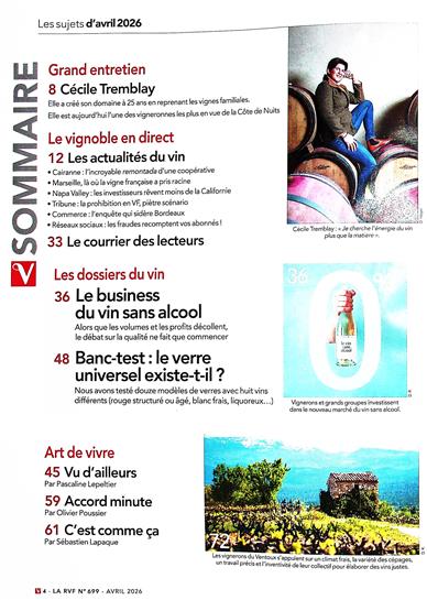 Revue du Vin de France Inhaltsverzeichnis