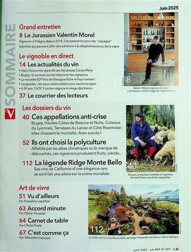 Revue du Vin de France Inhaltsverzeichnis