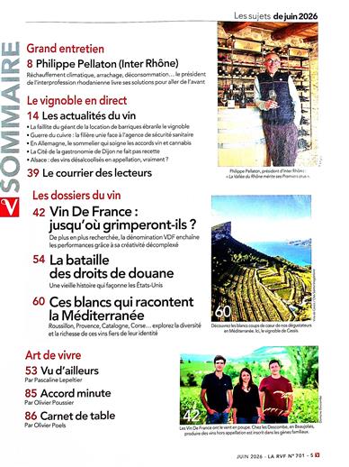 Revue du Vin de France Inhaltsverzeichnis