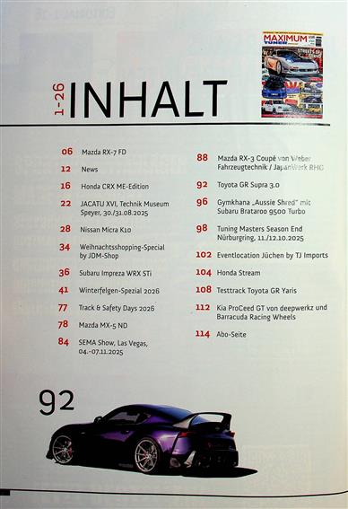 Maximum Tuner Inhaltsverzeichnis