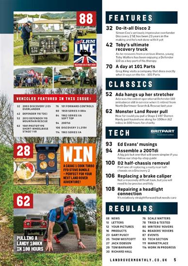 Land Rover Monthly Inhaltsverzeichnis