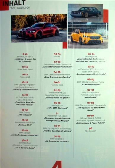 BMW Power Inhaltsverzeichnis
