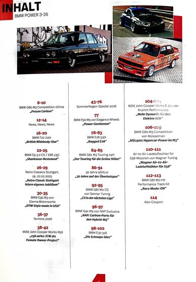 BMW Power Inhaltsverzeichnis