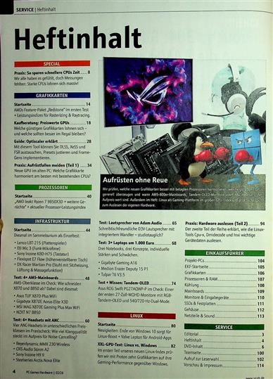 PC Games Hardware Magazin Inhaltsverzeichnis