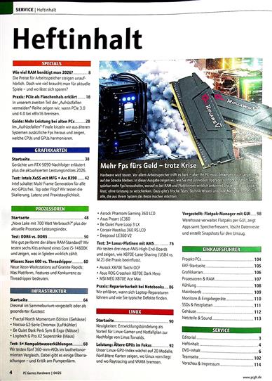 PC Games Hardware Magazin Inhaltsverzeichnis