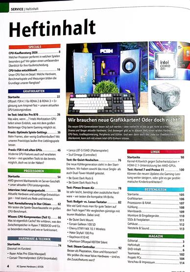PC Games Hardware Magazin Inhaltsverzeichnis